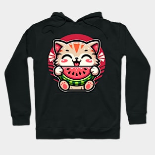 Cute Baby Cat Eating Watermelon Summer Hoodie